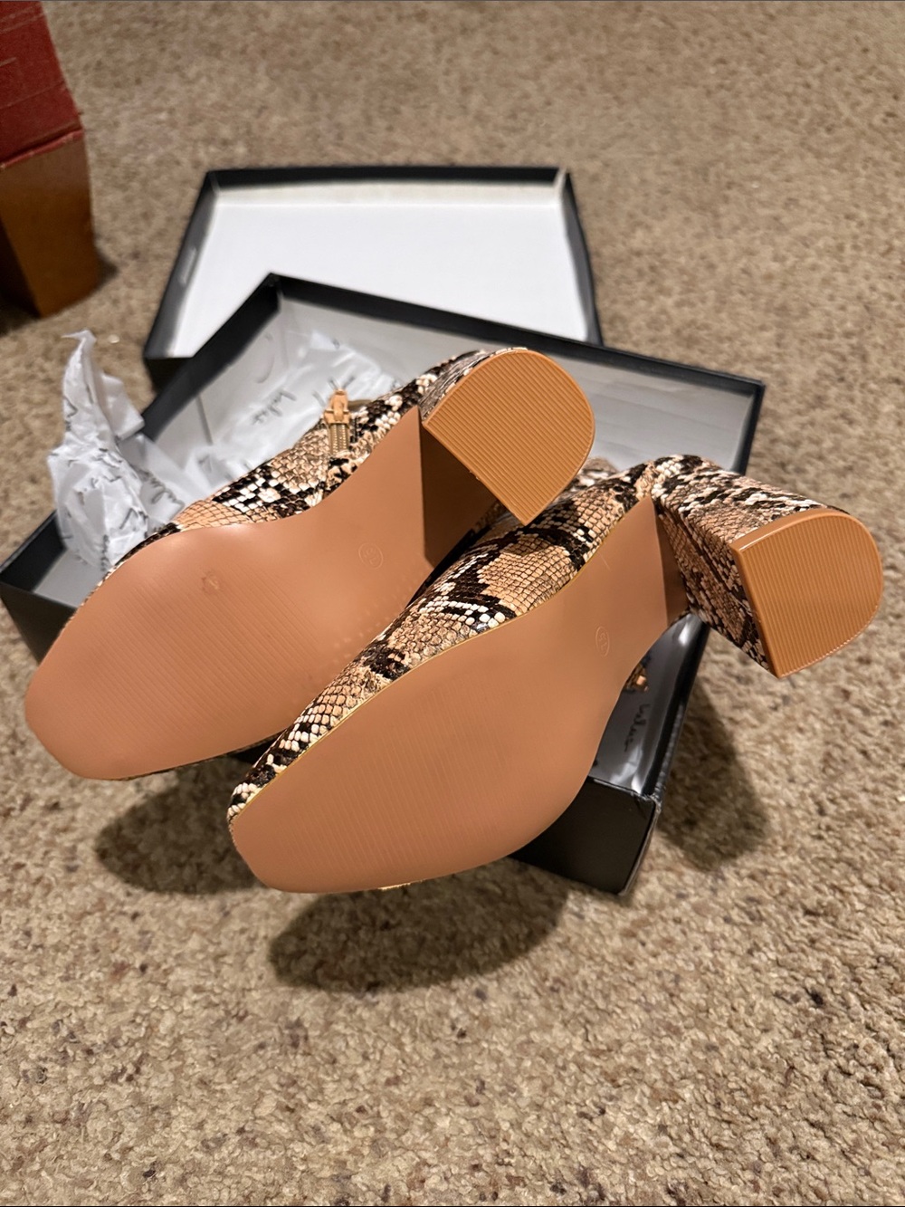 Lulus My Generation Tan Snake High Heel Mid-calf Boots Beige - Size 7.5 - Picture 6 of 6